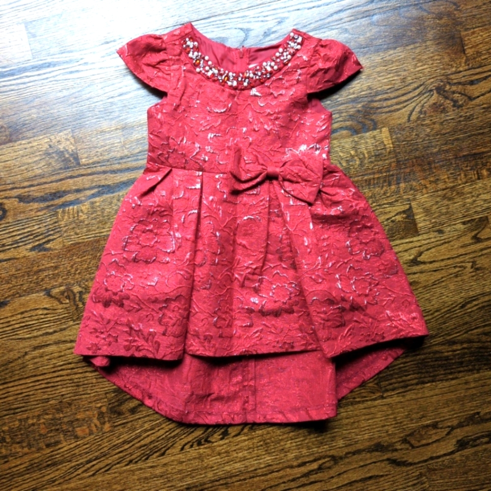 Rare Editions Girls Red Beaded Dress